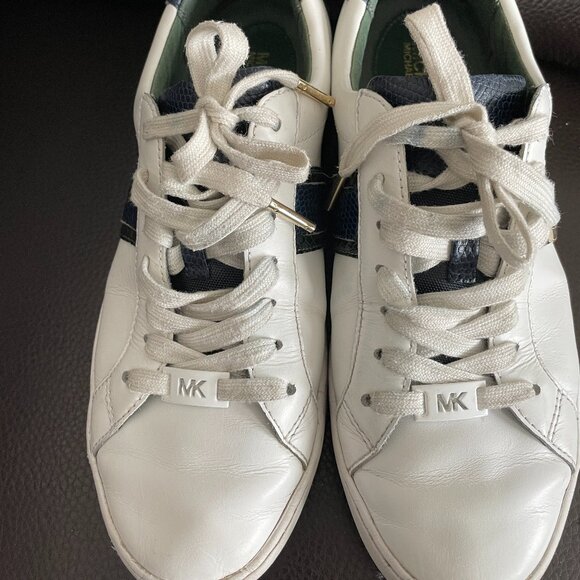 Michael Kors Irving Stripe Lace Up Sneakers White Multi Size 9 - Picture 2 of 10